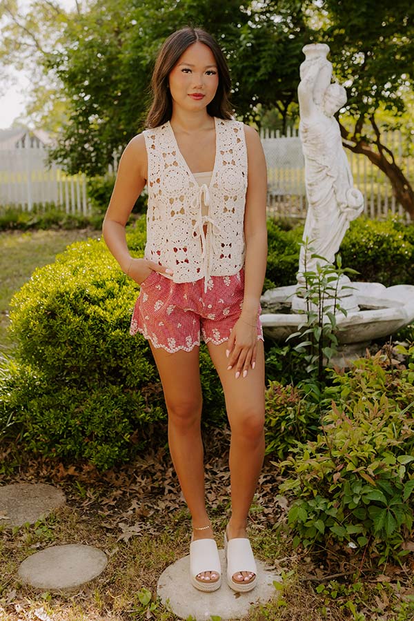 The Picnic Patch High Waist Embroidered Gingham Shorts Image 4