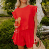 Coastal Muse Gauze Ruffle Top in Red Image 1