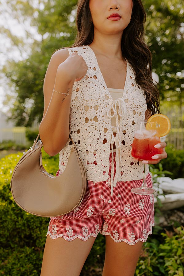Boho Breeze Crochet Front Tie Top Image 1