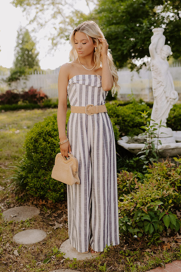Coastal Stroll Linen-Blend Stripe Jumpsuit Image 1