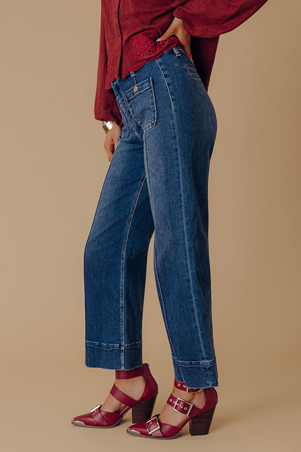 RISEN Monica High Waist Wide Leg Ankle Jean Image - 2