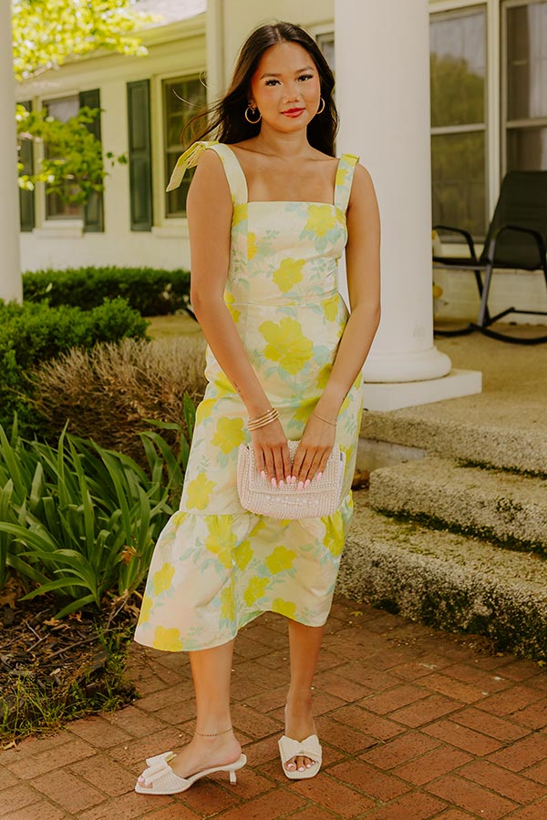 Hibiscus Garden Jacquard Midi Dress Image - 5