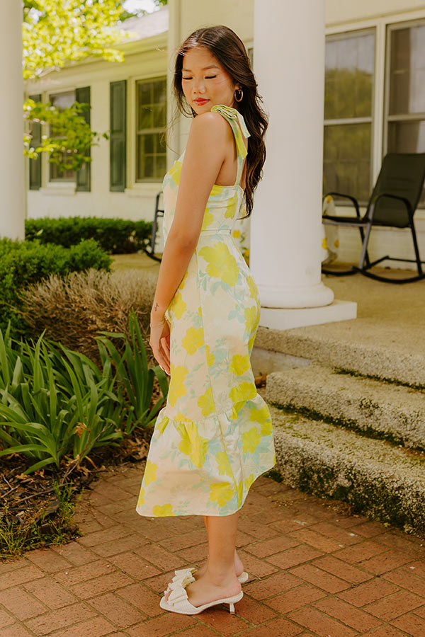 Hibiscus Garden Jacquard Midi Dress Image - 2