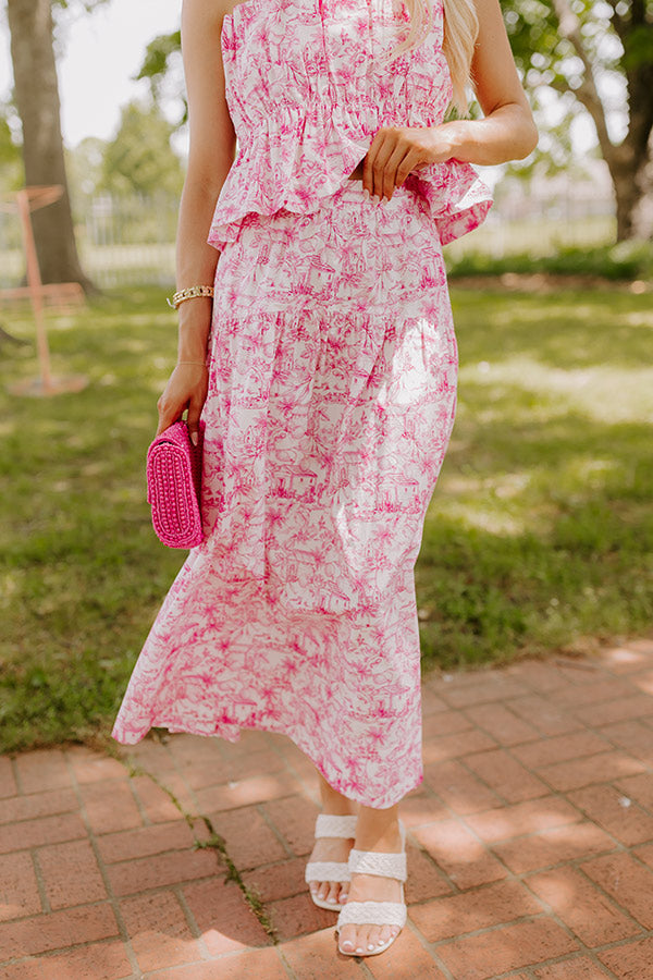 Villa Charm High Waist Maxi Skirt in Pink Image 2
