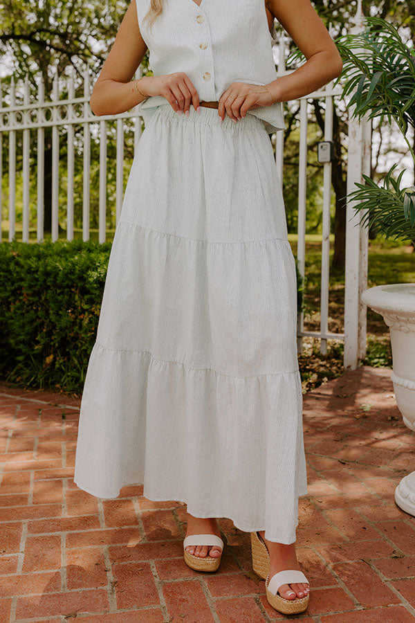 Coastal Chic High Waist Linen-Blend Stripe Maxi Skirt Image 2