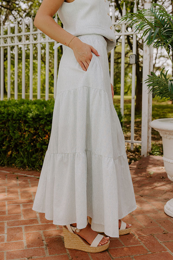 Coastal Chic High Waist Linen-Blend Stripe Maxi Skirt Image 3