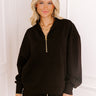 Street Style Chic Long Sleeve Scuba Top in Black Image 1