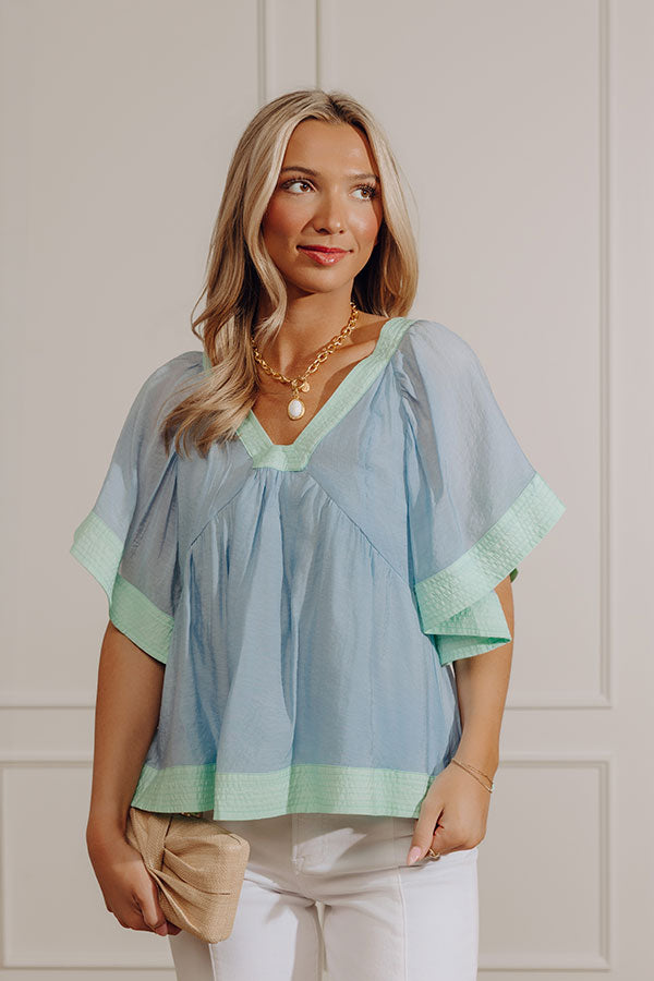 Blissful Smile Babydoll Top in Sky Blue Image - 2