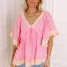 Blissful Smile Babydoll Top in Pink Image - 1