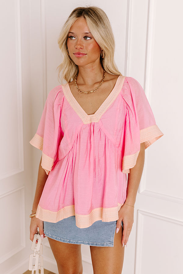 Blissful Smile Babydoll Top in Pink Image - 5