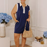 Beach House Brunch Mini Dress in Navy Curves Image - 1