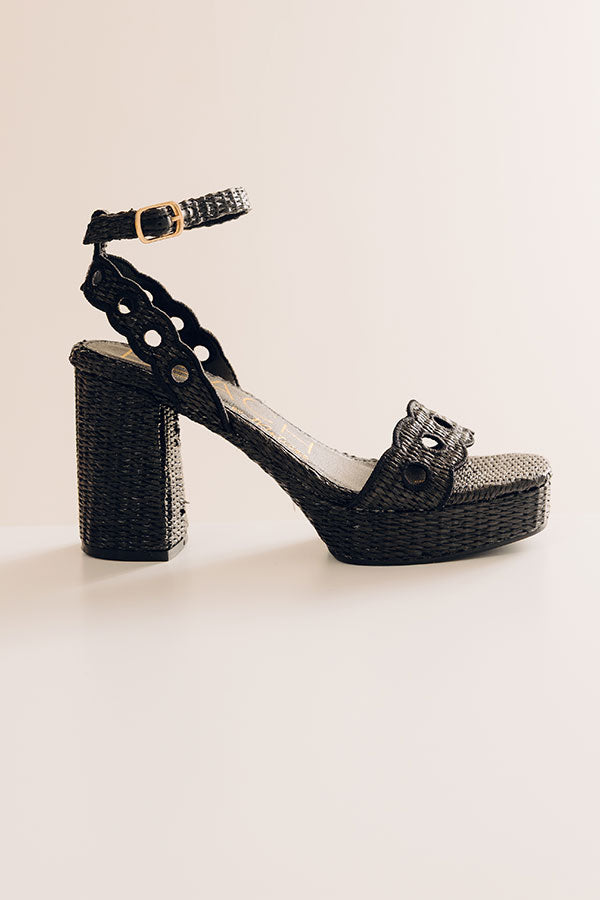 Moorea Raffia Woven Heel in Black Image - 1