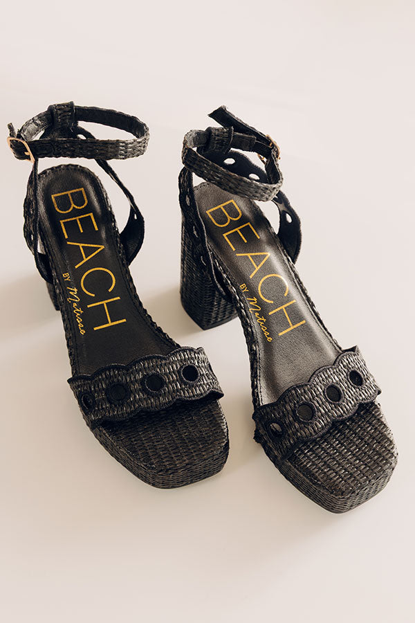 Moorea Raffia Woven Heel in Black Image - 2