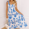 Venetian Dreams Floral Midi Dress in Blue Image 1