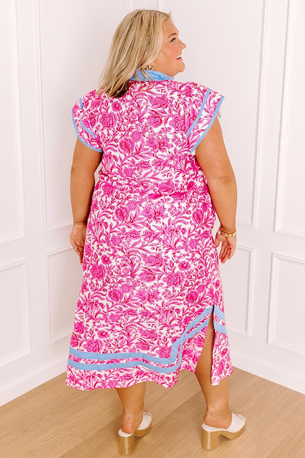Veranda Views Floral Midi Dress in Pink Curves Image 3