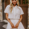 Courtyard Brunch Embellished Crop Top in White Image 1