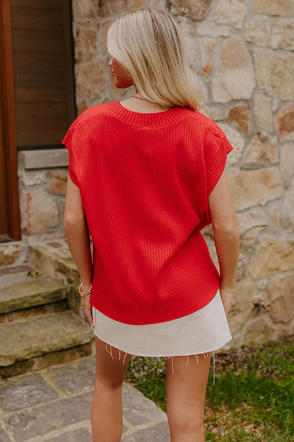 Chic Vibes Knit Vest Top in Red Image 4