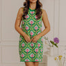 Chic Statement Floral Knit Mini Dress in Green Image - 1
