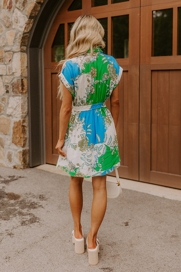 Cruise Ready Floral Mini Dress in Green Image 4