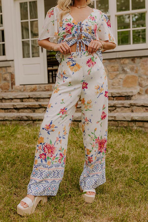 Boho Chic High Waist Floral Pants Image 3