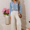 Free Flowing Floral Embroidered Chambray Top Image - 1