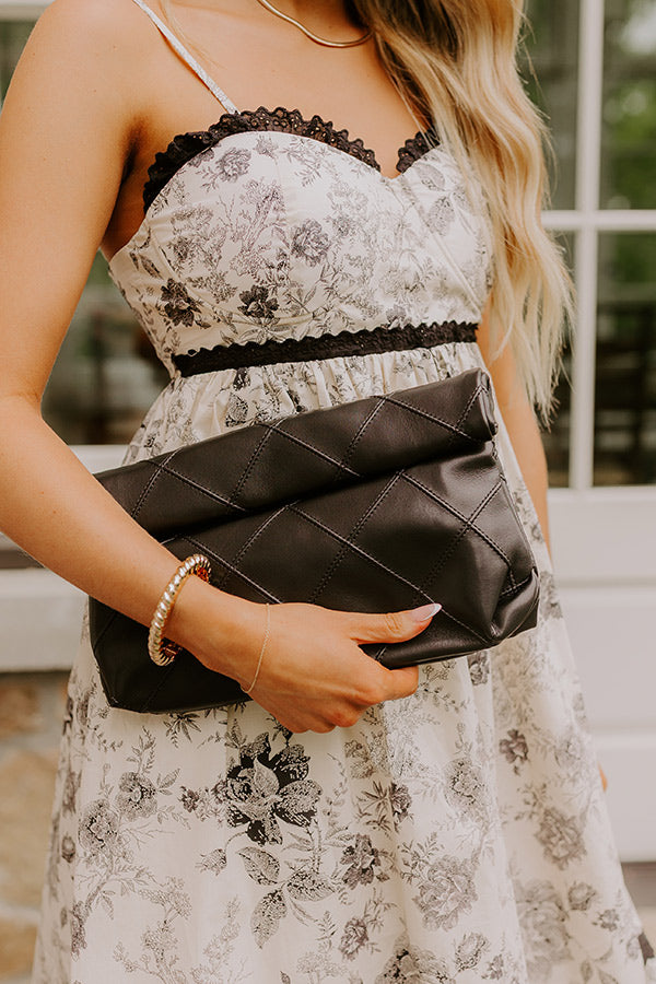 Posh Mode Faux Leather Clutch in Black Image 1