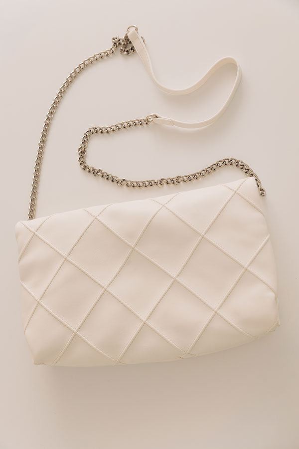 Posh Mode Faux Leather Clutch in Ivory Image - 3