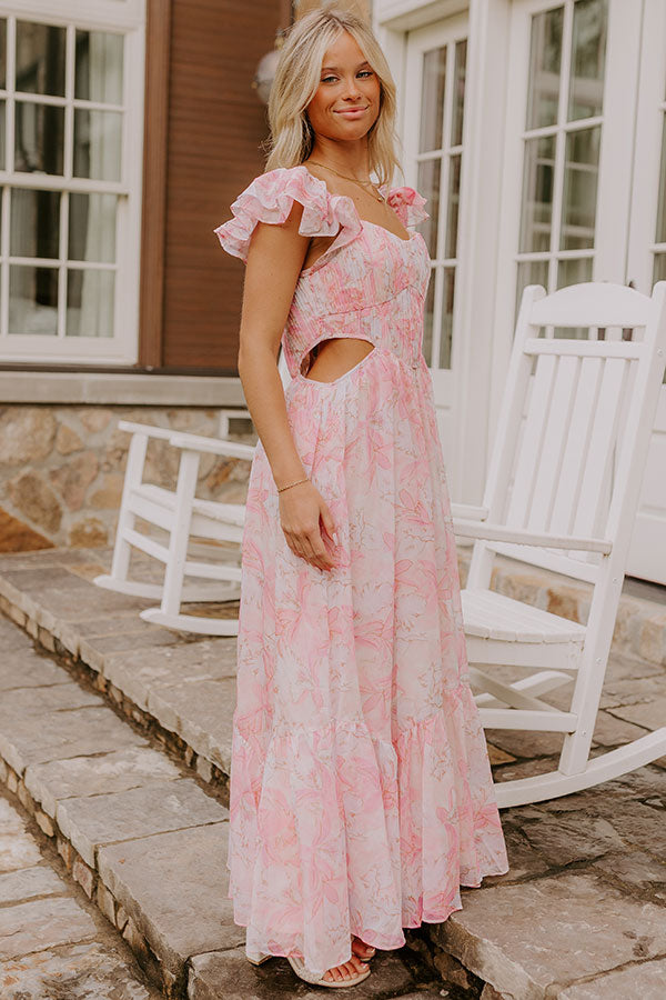 Romantic Notion Floral Cutout Maxi Dress Image - 5