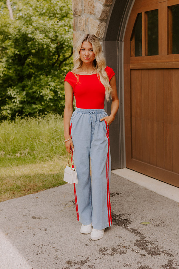 The Sofia Midrise Wide Leg Pants in Red Image 3