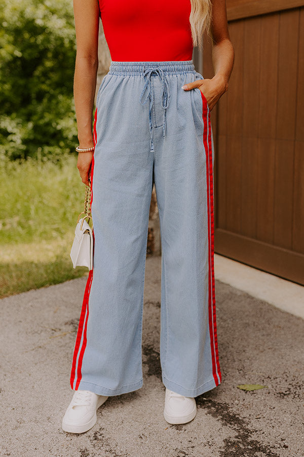 The Sofia Midrise Wide Leg Pants in Red Image 2