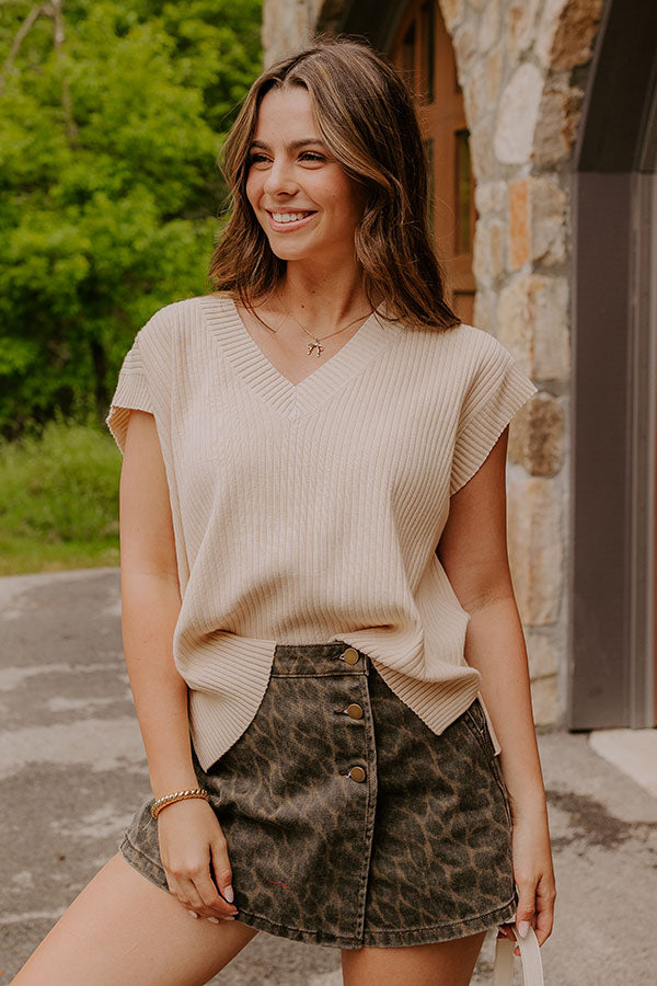 Chic Vibes Knit Vest Top in Light Beige Image 1