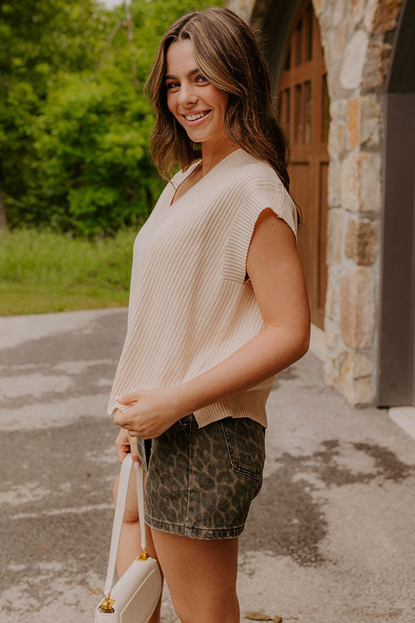 Chic Vibes Knit Vest Top in Light Beige Image 4