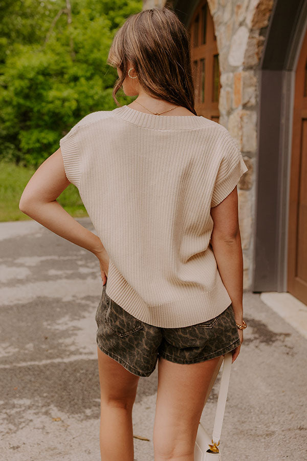 Chic Vibes Knit Vest Top in Light Beige Image 5