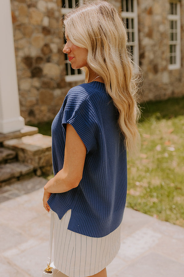 Chic Vibes Knit Vest Top in Navy Image 4