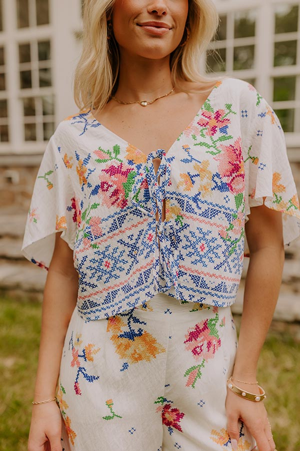 Boho Chic Floral Front Tie Top Image 1