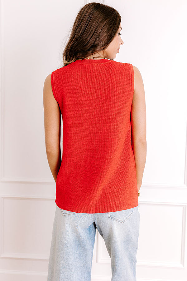 Social Club Knit Vest Top in Red Image 4