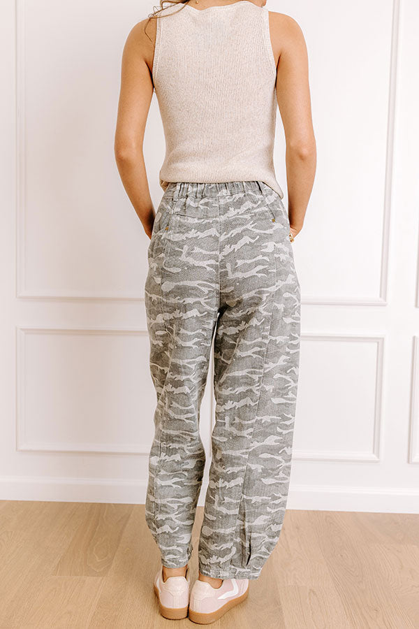 The Sadie Midrise Vintage Wash Barrel Jean in Grey Camo Image 5