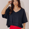 Simple Sway Oversized Crop Tee In Navy Image - 1