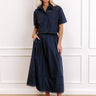 Courtyard Brunch High Waist Midi Skirt in Navy Image 1