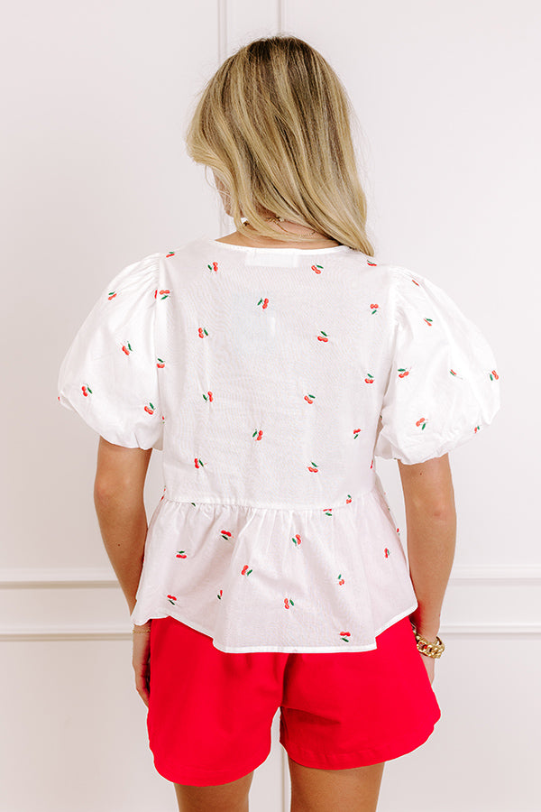Cherry On Top Front Tie Embroidered Top Image 5