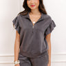 Effortless Moments Quarter Zip Top in Charcoal Image 1