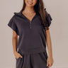 Effortless Moments Quarter Zip Top in Charcoal Image - 1