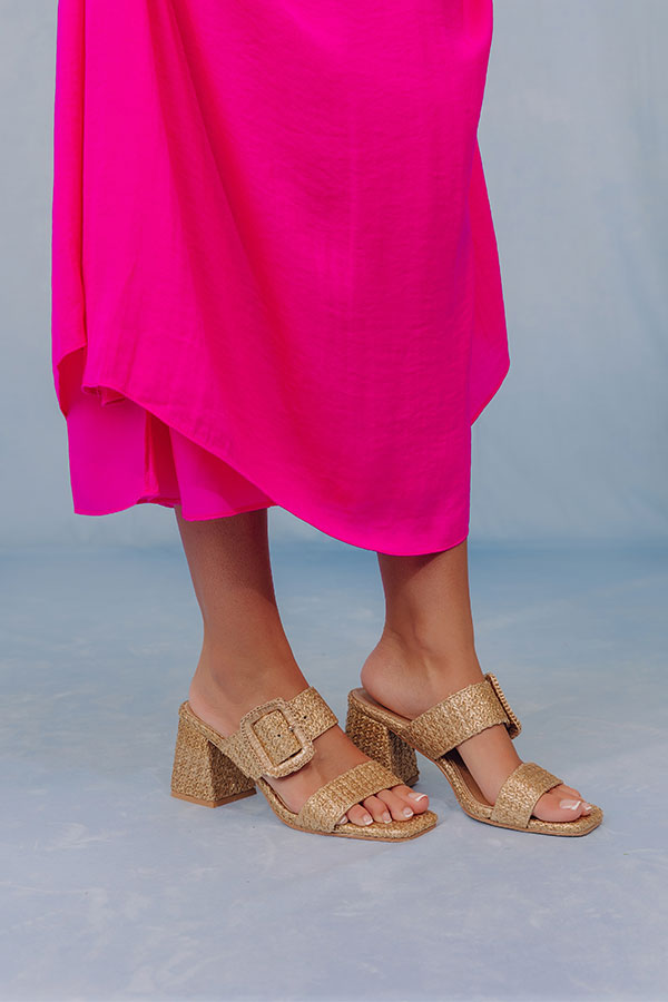 The Lucy Woven Heel in Gold Image - 3