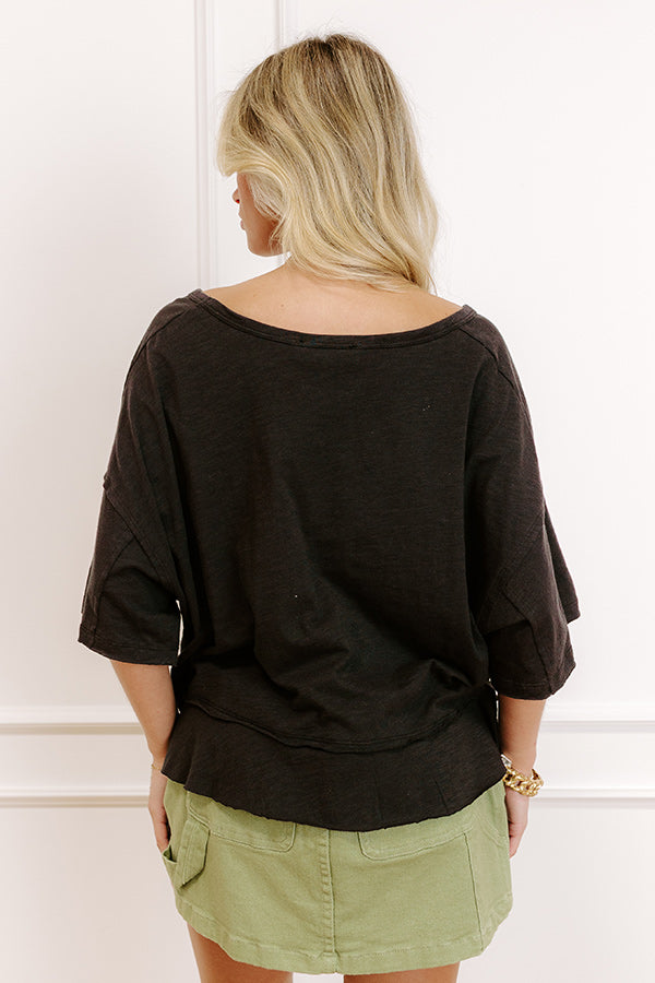 Simple Sway Oversized Crop Tee In Black Image 3