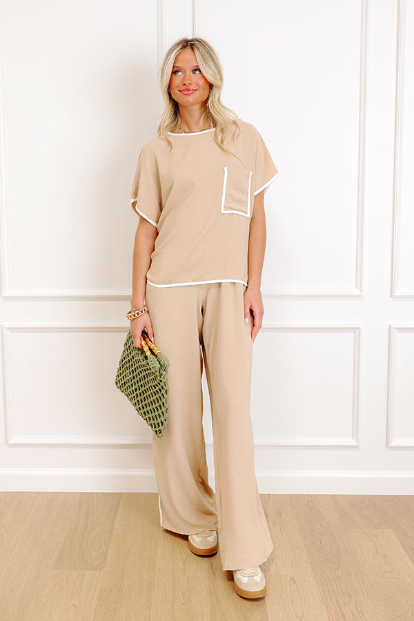 Upper East Ease High Waist Wide Leg Pants In Iced Latte Image 1