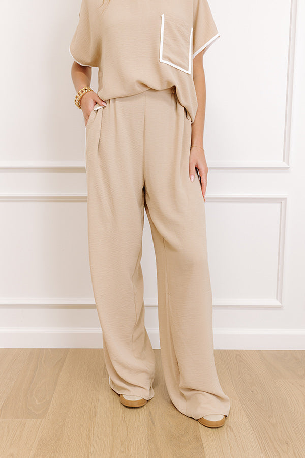 Upper East Ease High Waist Wide Leg Pants In Iced Latte Image 2