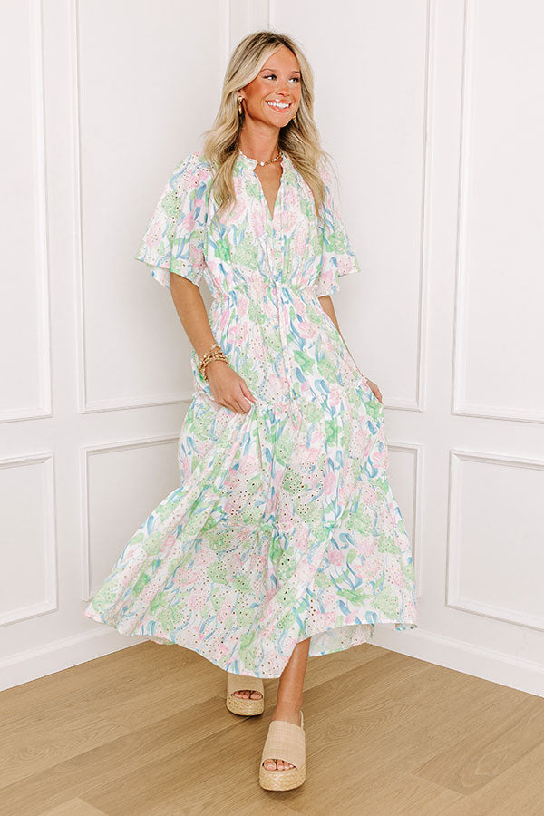 Picking Tulips Floral Eyelet Midi Dress Image 1