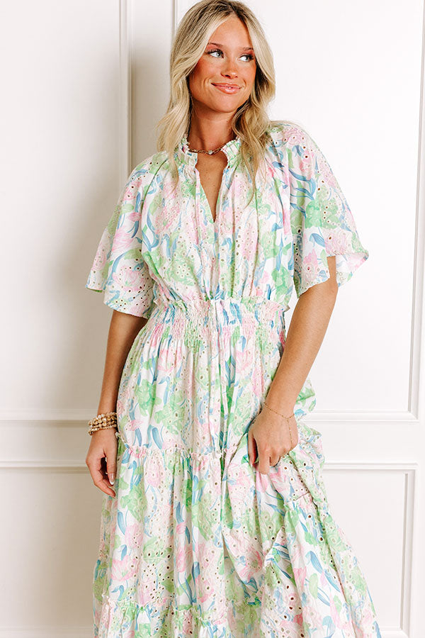 Picking Tulips Floral Eyelet Midi Dress Image 3