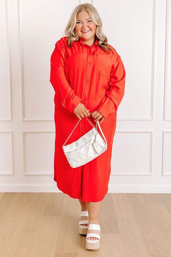 Chic Vibes Button Down Midi Dress Curves Image 2