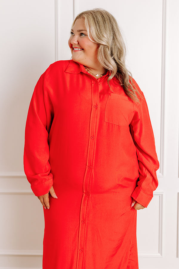 Chic Vibes Button Down Midi Dress Curves Image 3